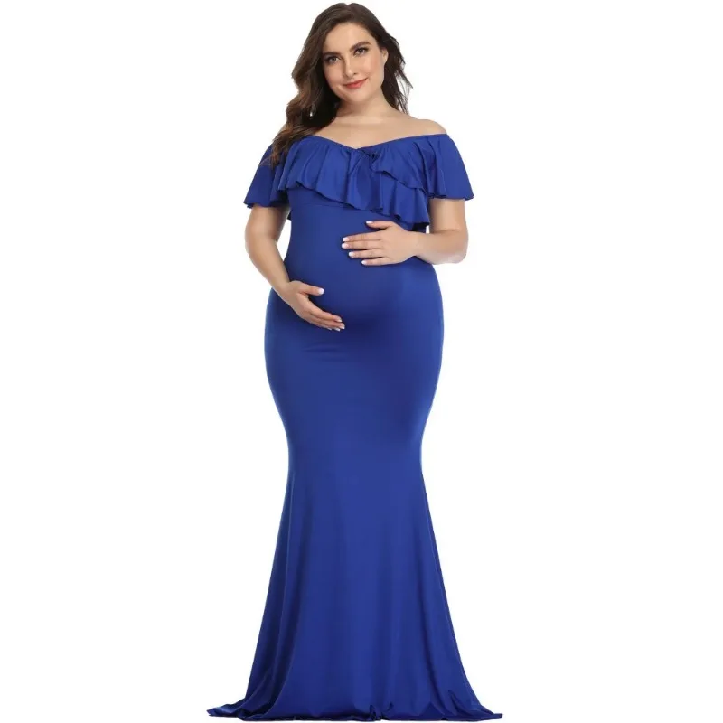 Vestido largo de maternidad para sesión de fotos, prenda elegante de algodón, talla grande, novedad