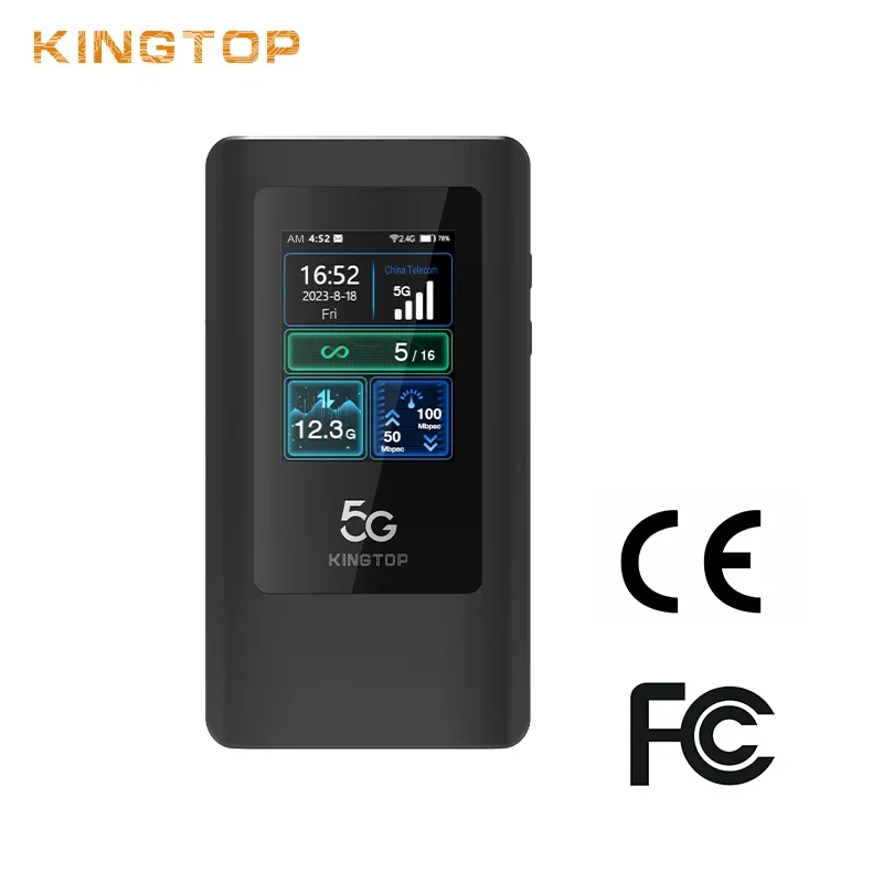 KINGTOP Gigabit LTE Pocket Router Outdoor Portable 5G SIM Card Mobile Hotspot 4G Broadband