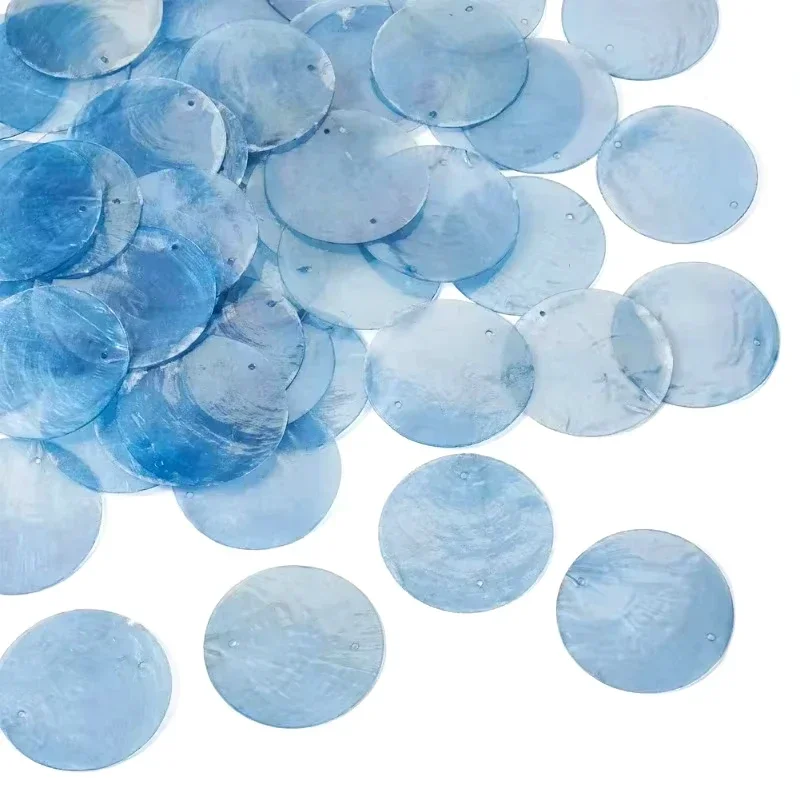 30/100Pcs Flat Round Seashell Slices with 2 Holes Natural Shell Charms Capiz Shells DIY Lighting Fixture Wind Chime Accessory
