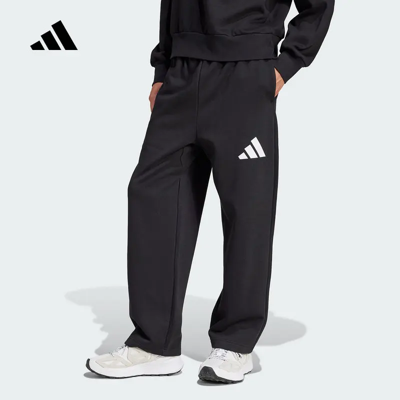 Adidas Winter New Sports and Leisure Loose Straight Velvet Men's Knitted Trousers JF3567