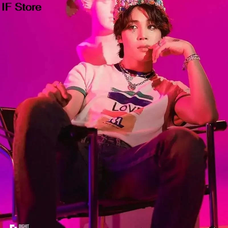 جيمين متساوية الحب تي شيرتات قصيرة الاكمام الرجال النساء Kpop الشباب مجموعة شقة الحب الطباعة رداء علوي غير رسمي نفس النمط المشجعين الملابس #1