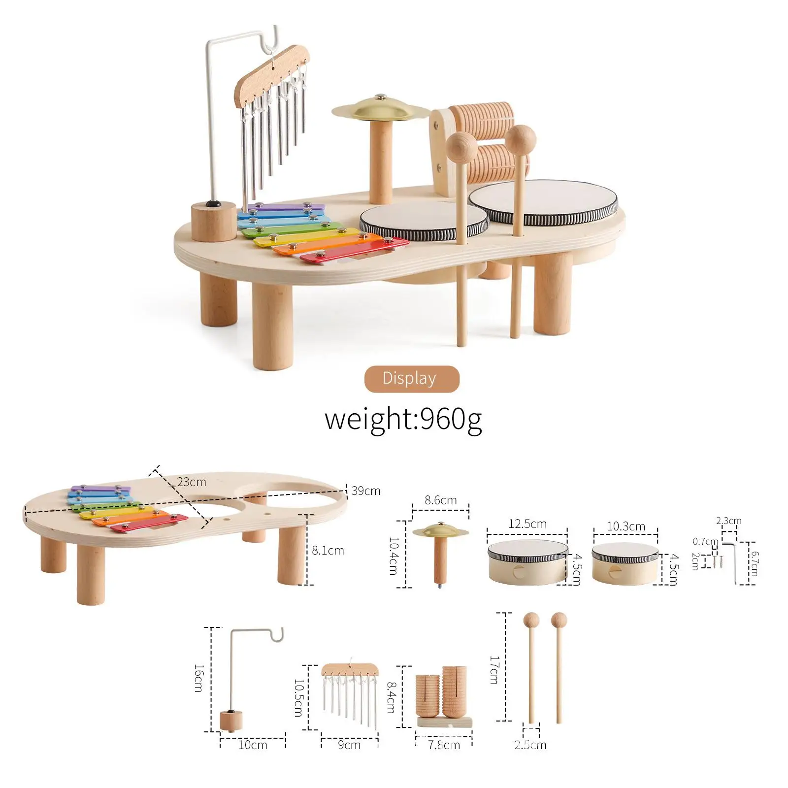 Kids Drum Set Kindergarten Fine Motor Skill Montessori Musical Instruments Set