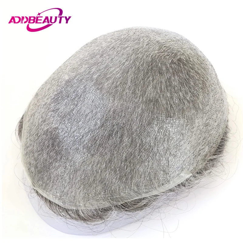 Vloop الرجال الشعرية الاصطناعية الشعر المستعار هيربيسي رقيقة الجلد بولي 0.2-0.3 مللي متر باروكة من شعر طبيعي موجة مستقيم نظام الشعر الهندي الطبيعي