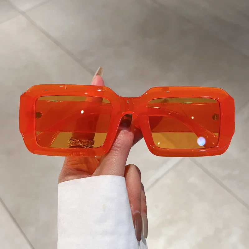 خمر مستطيل النظارات الشمسية أزياء مربع لون الحلوى ظلال النظارات العصرية الرجعية النساء العلامة التجارية تصميم UV400 نظارات شمسية