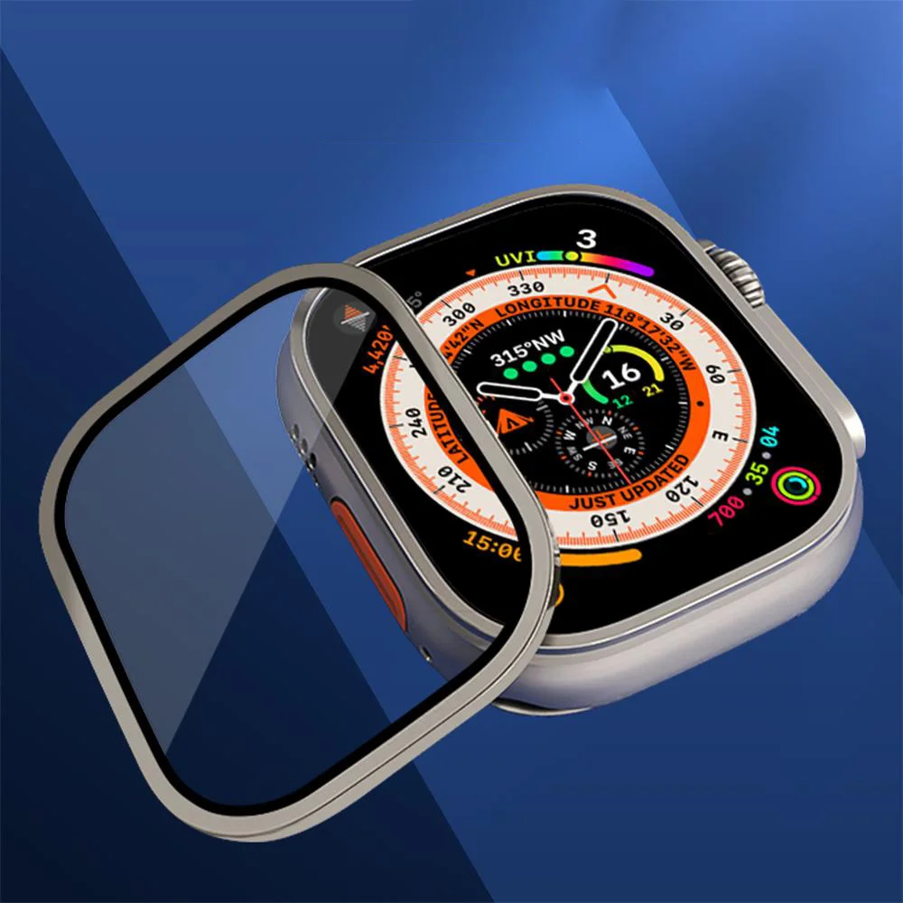 Metal Bumper+Tempered Glass For Apple Watch Ultra 49mm Accessories Screen Protector Anti-Scratch HD Full Film iWatch Ultra 49 mm