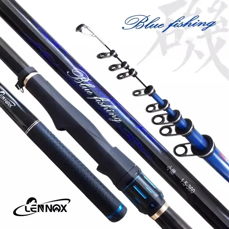 

LENNOX BLUE FISHING Carbon Rock Fishing Rod Ultralight Boat Saltwater Freshwater Telescopic Pole for Coast 1#1.5#2# 2.7-3.6m