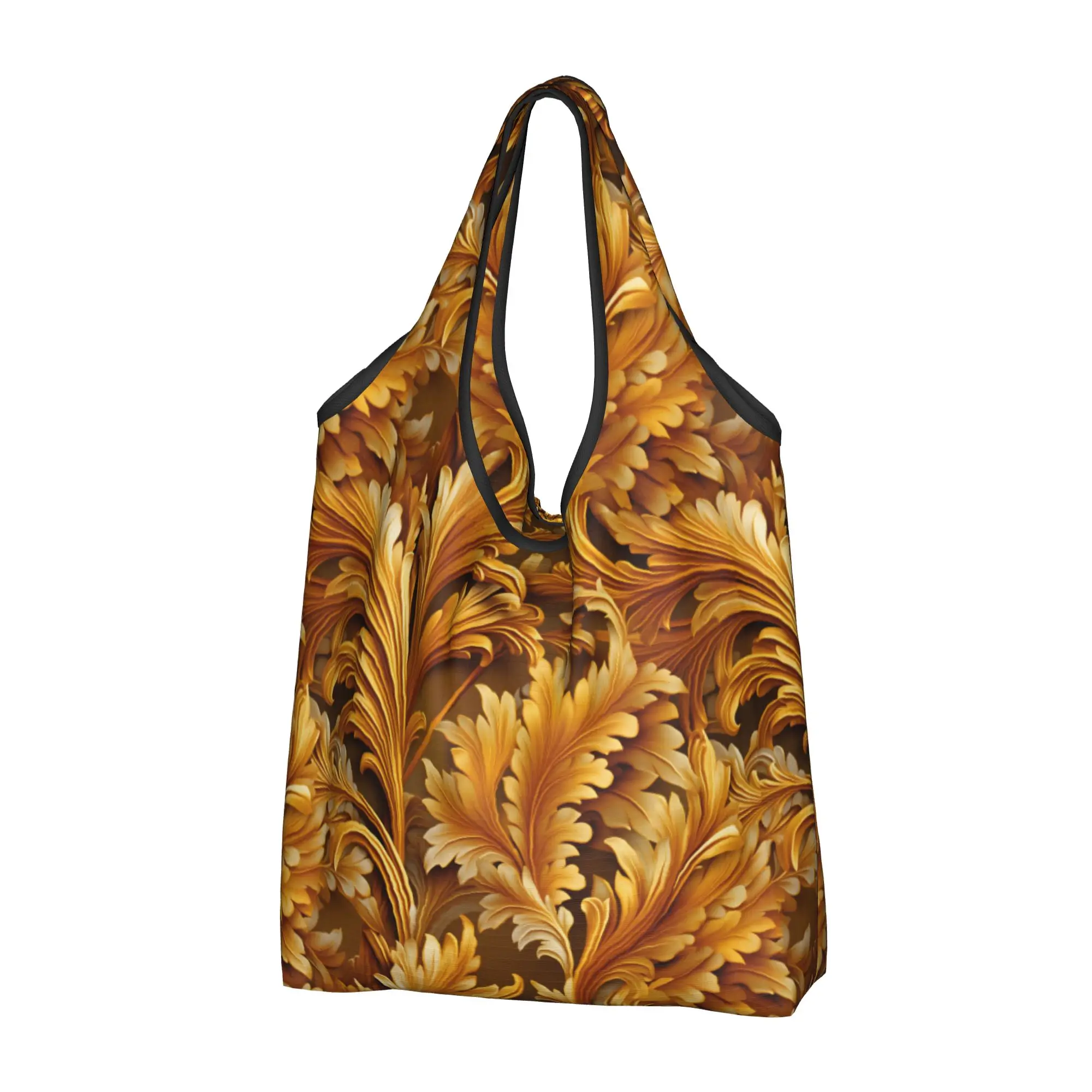 Recycling Greek key Meander Baroque Scrollwork Shopping Bag Women Tote Bag Portable  Groceries Shopper Bags