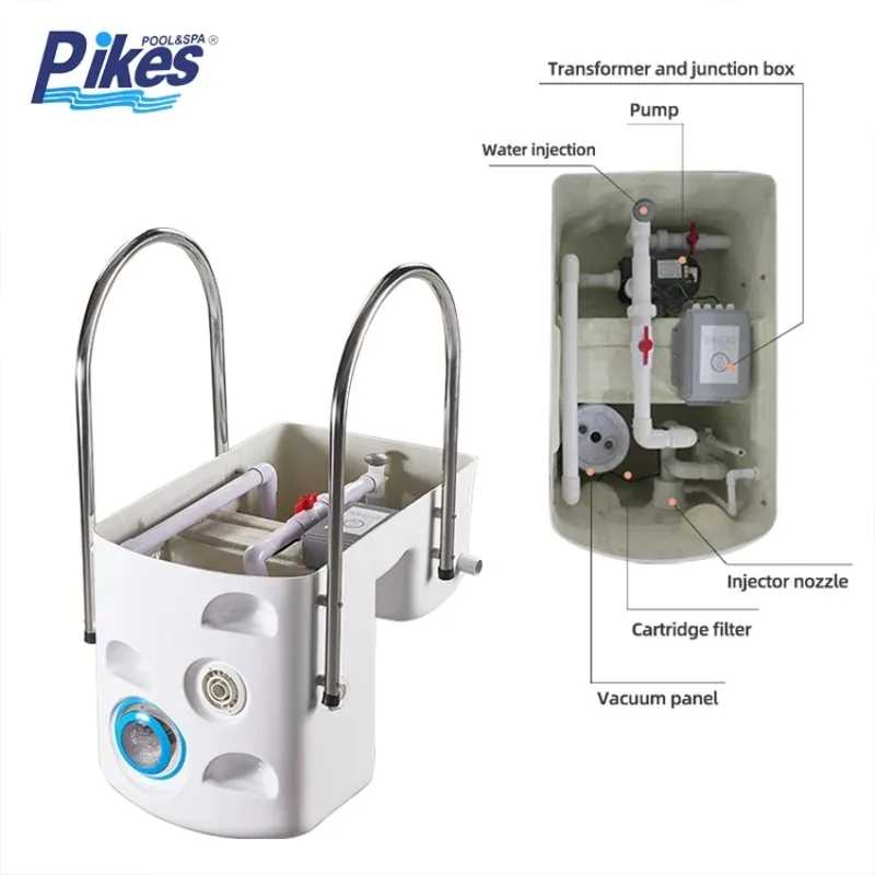 

Factory Pikes Model PK8020 High Flow Rate 15m3/h Wall Mounted Acrylic Integrative Plastic Pool Filter Swimming Pool Filter