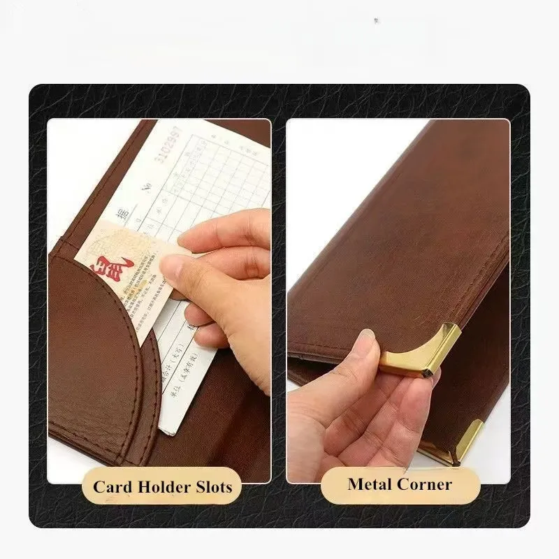 PU Leather Server Book Organizer Restaurant Guest Check Presenters Card Holder Menu Bill Receipt Holder Folder Sign Holder