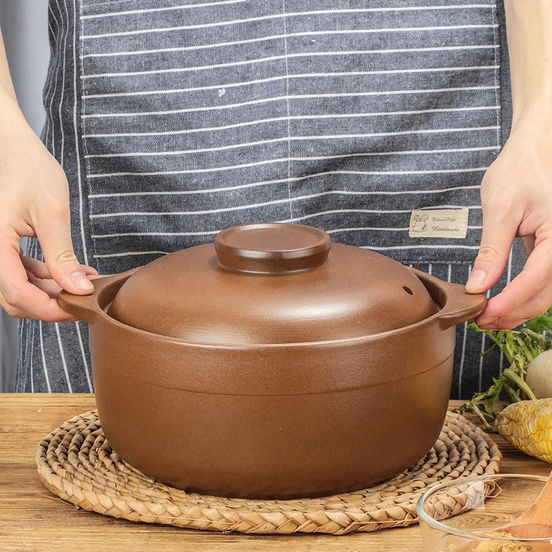 0.8L 1.2L 1.6L Casserole Clay Casserole High Temperature Resistant Household Open Flame Unglazed Stew Pot Soup Porridge