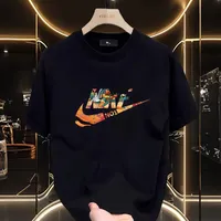 New Hot Sale Of The Season Men's Loose Fit Short Sleeve T-Shirt Double Thread Combed Pure Cotton Heavyweight Summer Trendy Brand
