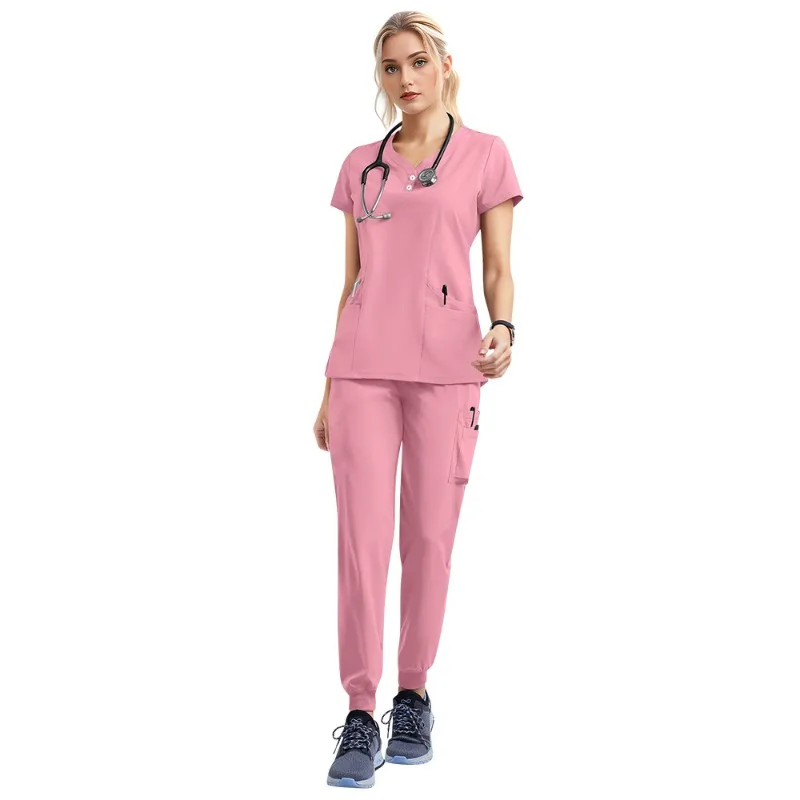 Scrub Gowns Female Surgical Isolation Gowns Brushing Gowns Oral Dental Pet Doctor Work Gowns Male Short Sleeve Suit Stretchy