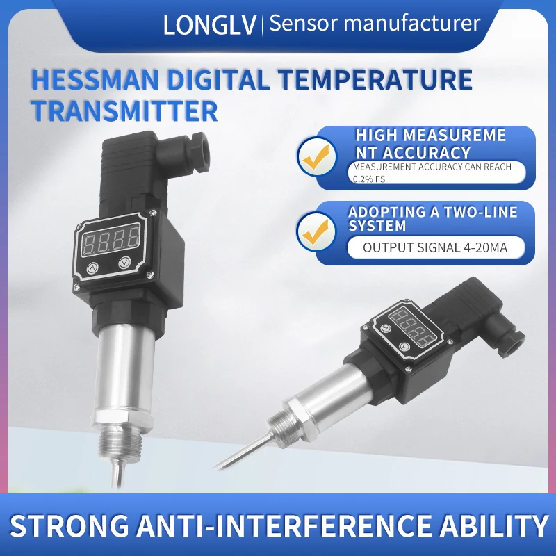 

Longlv WZ-102 plug-in integrated LED digital temperature sensor transmitter PT100 thermistor