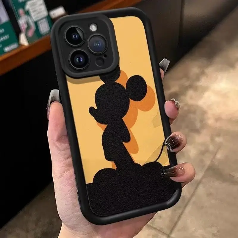 New Disney Mickey Mouse Shadow Full Screen Lovely Phone Case For iPhone 16 14 13 11 11 Pro Max XR XS MAX 7 8 PLUS 13 MINI Cover