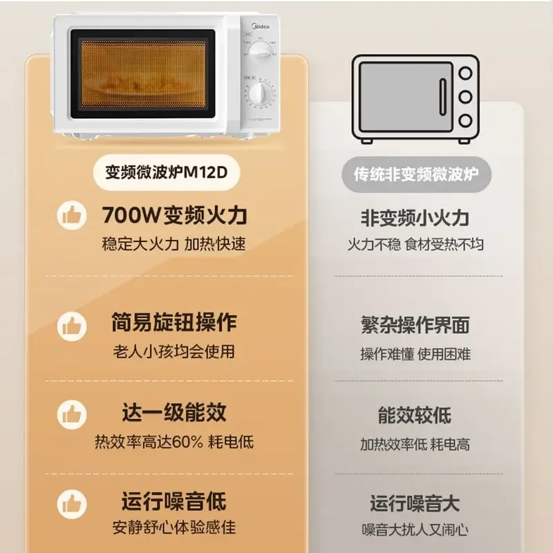 Midea Thuismagnetron Is Een Lichtgewicht Mechanische Draaitafel Met Vijf Snelheden Die Een Gelijkmatig Draagbare Magnetron Verwarmt