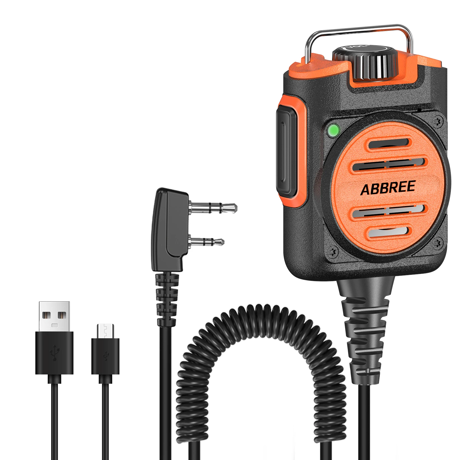 ABBREE AR-158 Wiederaufladbares Mikrofon, Lautsprechermikrofon, einstellbare Lautstärke, kompatibel mit Baofeng UV-5R Mini UV-21 PRO UV-32 Amateurfunk