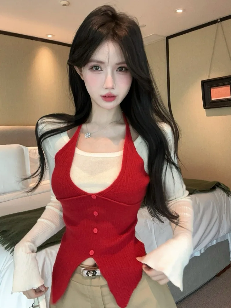 

Топ Sli Long Sve с асимметричным поясом для коррекции фигуры, красивый базовый вариант для женщин, для повседневной носки, в корейском стиле, зимний сезон