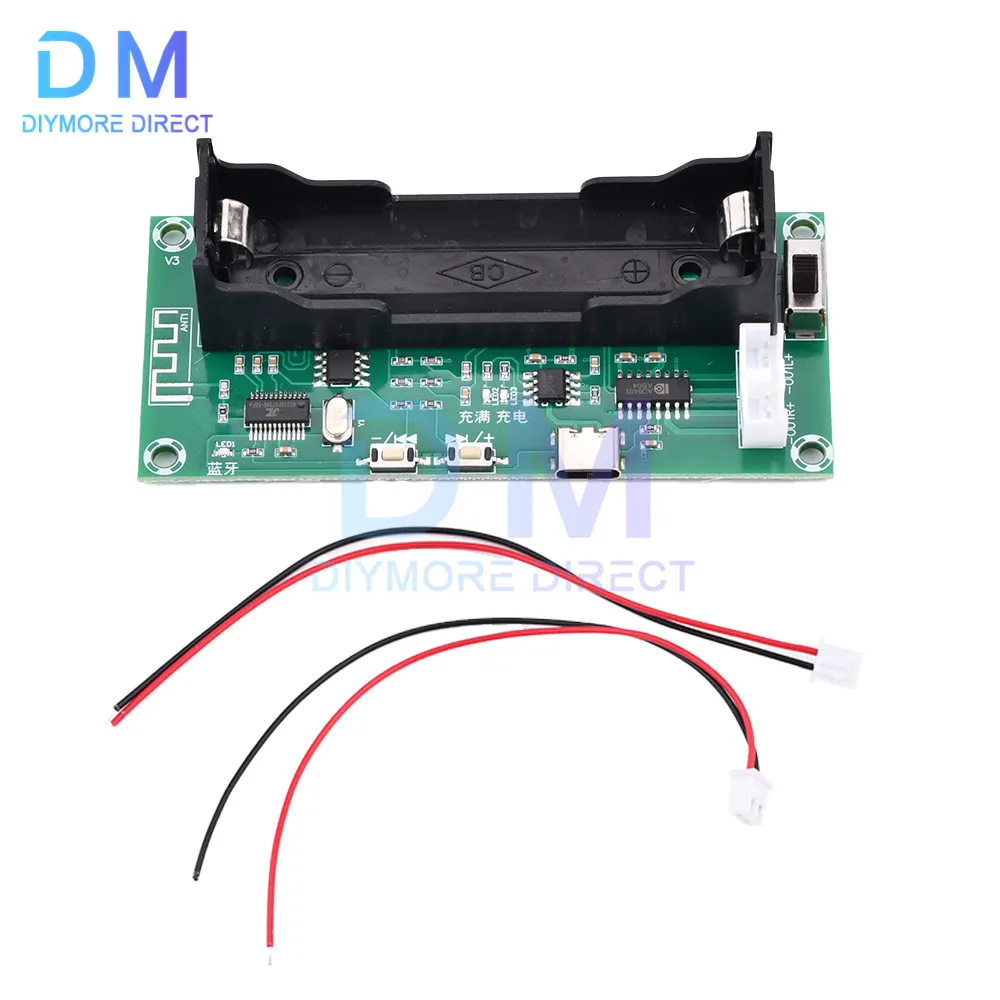 XH-A153 PAM8403 Bluetooth Amplifier Board DC 5V 3W*2 2.0 Channel Audio AMP With 18650 Battery Case