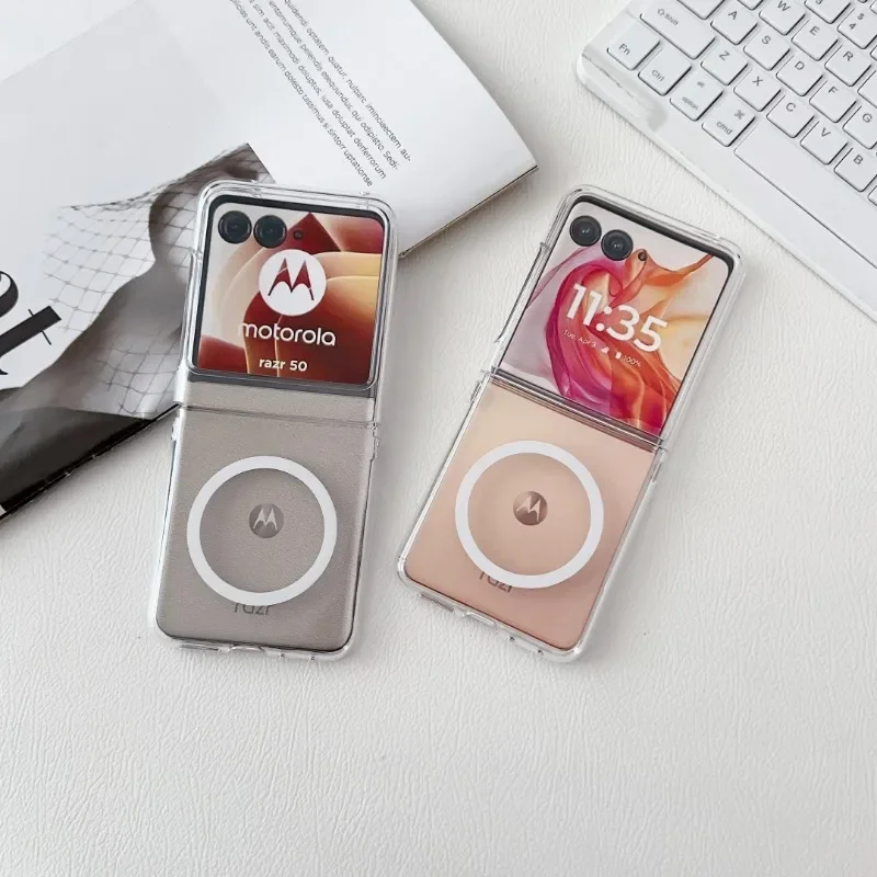 Funda de teléfono de carga inalámbrica magnética transparente para Motorola Razr 60 pro 50 Ultra Cover Compatible con Mooto Razr 60 50