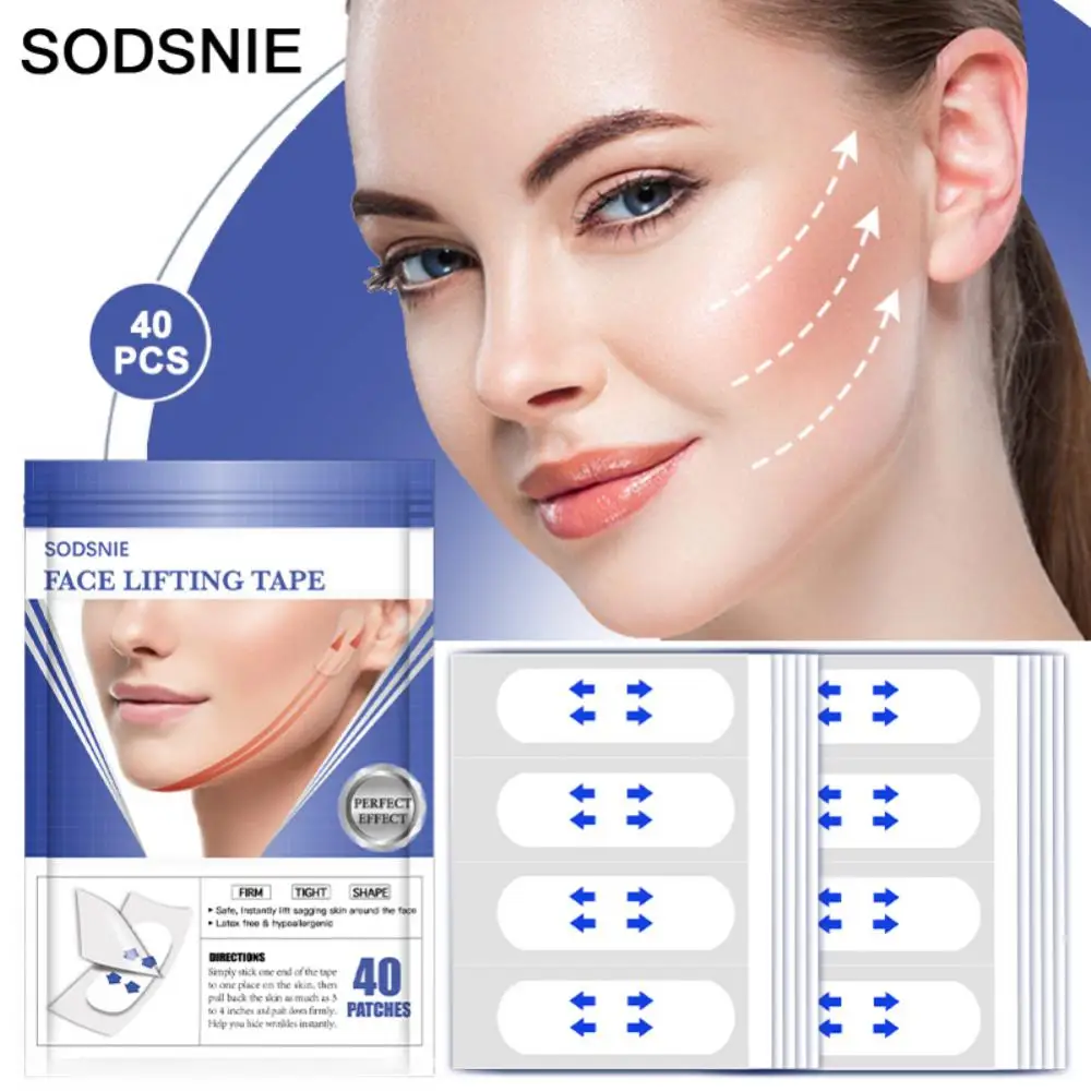 40 pegatinas en forma de V para la cara, pegatina Invisible impermeable para levantar la barbilla, cinta cosmética para la cara, herramienta de belleza para la cara