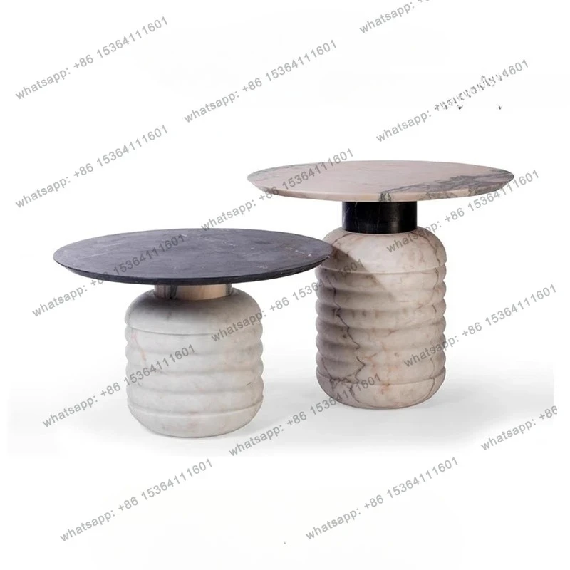 

Современная простая легкая роскошная модель квартиры отеля дизайнерский плиссированный мраморный угловой столик журнальный столик