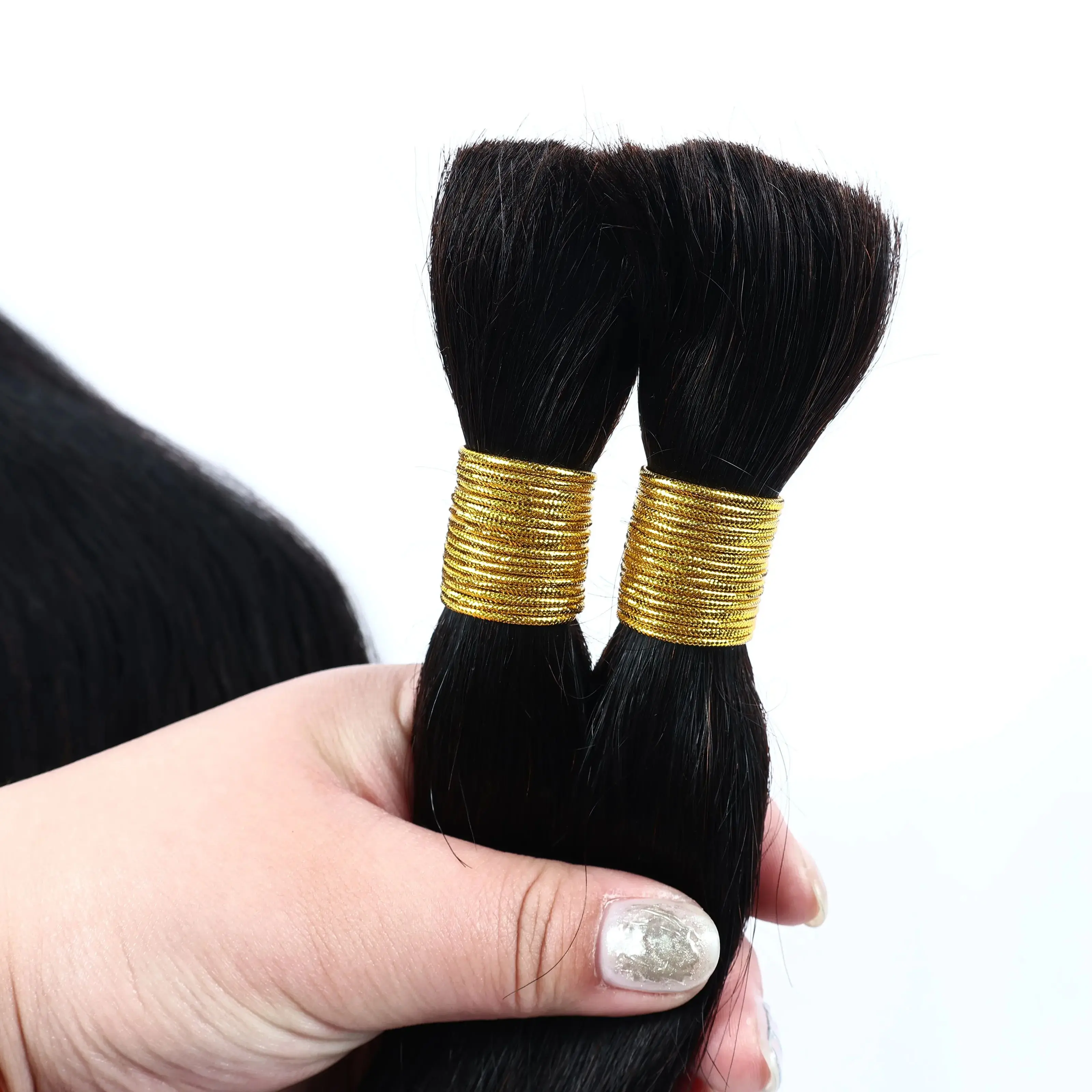 البورمية حريري مستقيم السائبة الشعر للتضفير 10-28 بوصة بوهو الضفائر السائبة شعر مستعار بشري لتضفير اللون الطبيعي