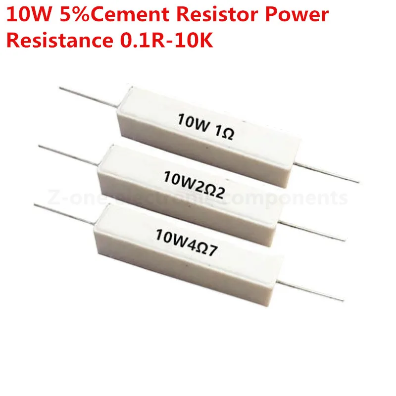 10/pcs 10W 5%Cement Resistor Power Resistance 0.1 ~ 10K 0.1R 0.5R 10R 50R  0.22 0.33 0.5 1 2 5 8 10 15 20 25 30 100 1K 2K 3K ohm