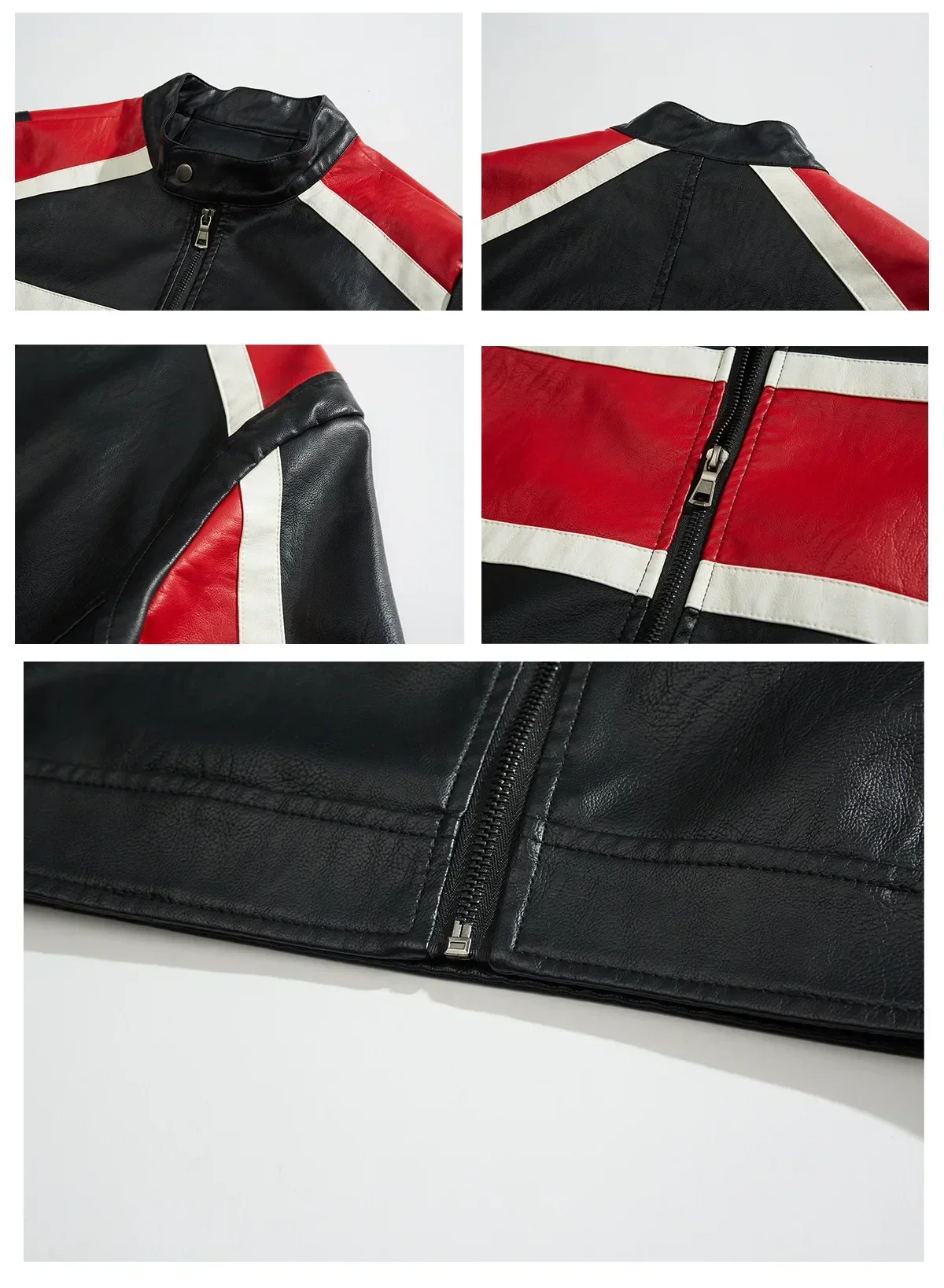 New can-am Contrast PU Leather Jacket Men's Autumn Winter Men High Quality Coat Motorcycle Style Casual Jackets Black Warm