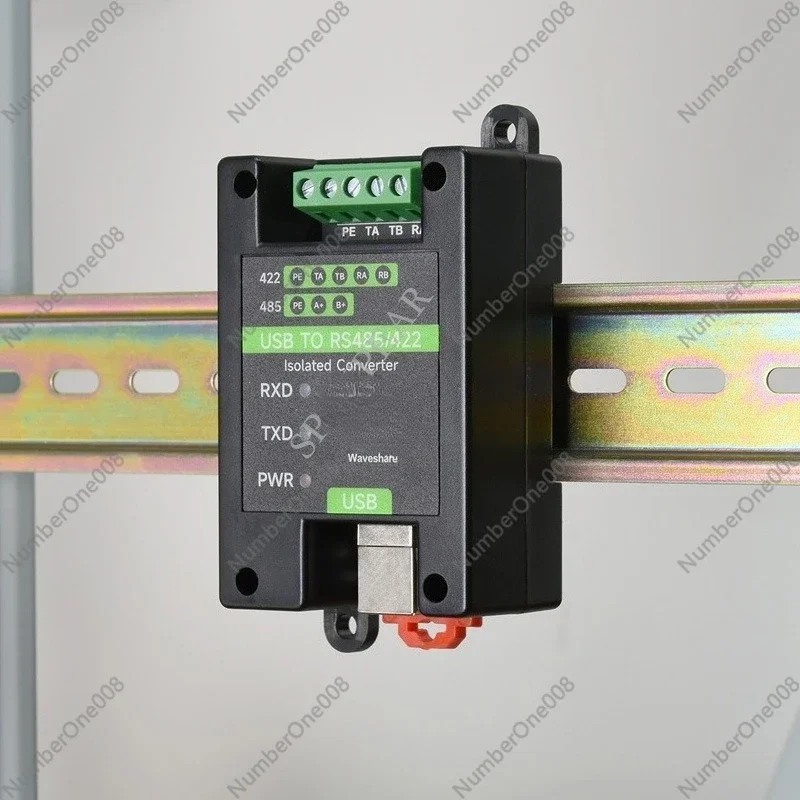 Rail Type USB to RS485/422 Industrial Isolated Converter with Wall Mount Support