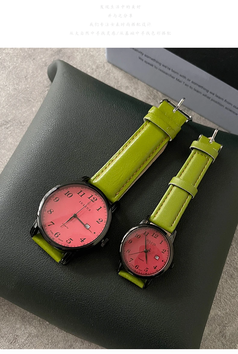 ساعات الزوجين، ساعات نسائية ورجالية، طراز كوري، حزام جلدي، ساعات أصلية، تقويم، ساعات كوارتز للزوجين. #5