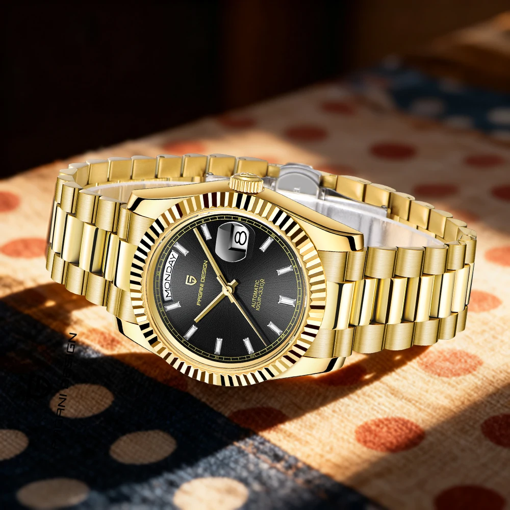 PAGANI DESIGN 2025 ساعة ميكانيكية أوتوماتيكية جديدة للرجال نمط جو كلاسيكي مقاوم للماء عرض التاريخ مرآة زجاجية من الياقوت