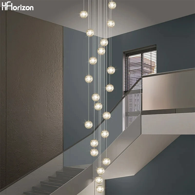 

Postmodern clear Glass Ball Chandeliers Lighting Attic Stairs Living Room Lusters Ceiling Pendant Suspension Luminaire Lamparas