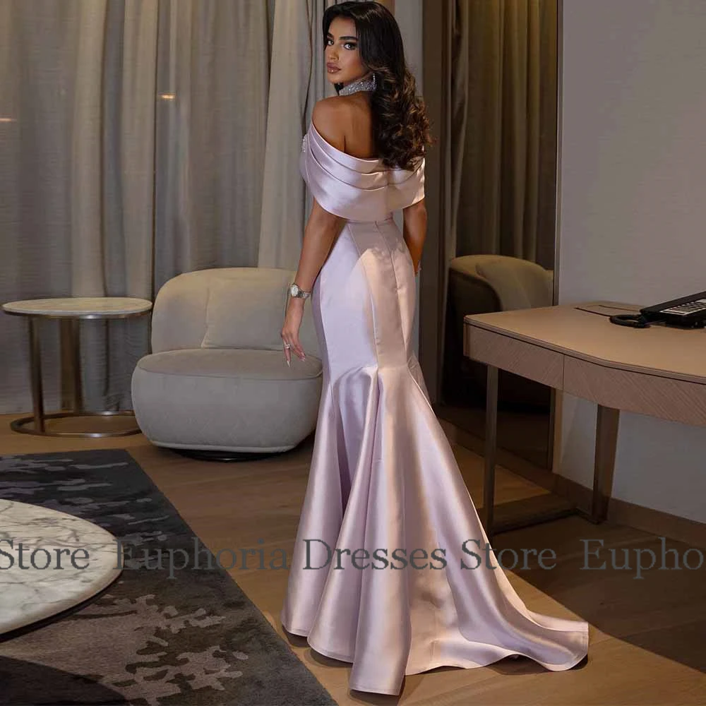 

Luxurious Women's Evening Dresses 2025 Satin Mermaid Celebrity Dress Taro Pur Strapless Beads Ruched Special Occasion Dress Long