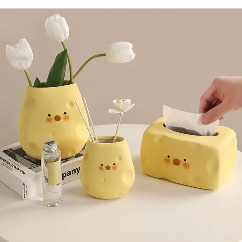 Imagem -03 - Cute Duck Vase Tissue Box Cream Wind Dining Table Coffee Decoration Household Paper Nordic Home Decorações