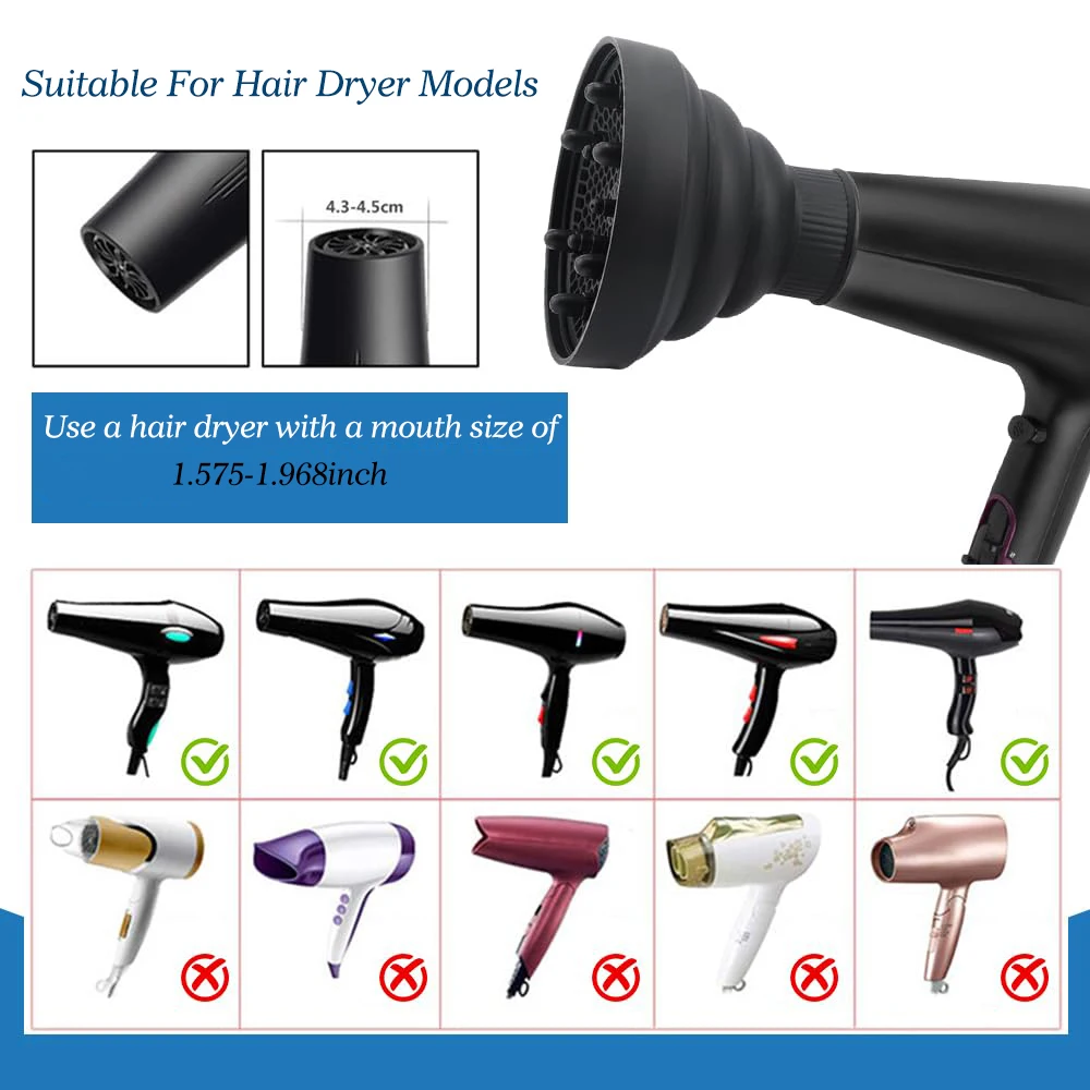 Diffuseur de cheveux pliable, accessoire pour sèche-cheveux, diffuseur Portable en Silicone pour cheveux bouclés, diffuseur universel pour sèche-cheveux