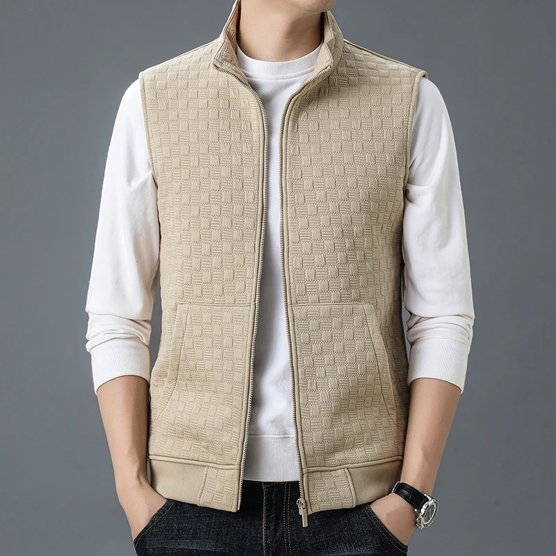 Men\'s Vest Autumn Winter Plus Velvet Knitted Casual Cots Fashion Trend Versatile High Quality Business Jacket Streetwear New