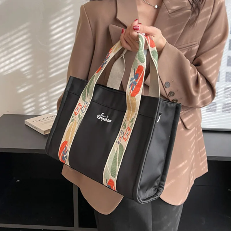 Nylon Luxury designer Handbag for Women 2023 Cloth Shopper Shopping Tote Bag Female Solid Color Fabric Shoulder Crossbody Bag