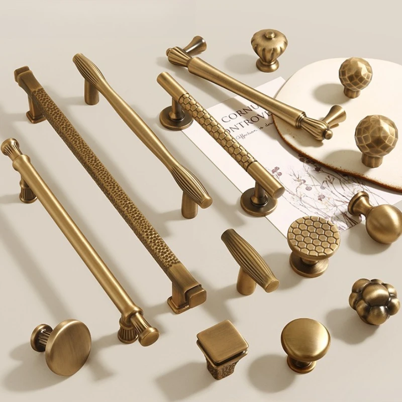 Antique Brass Hammered Sphere Knob Vintage Kitchen Cabinet Cupboard & Storage Door Pulls Dresser Drawer Knobs Furniture Handles