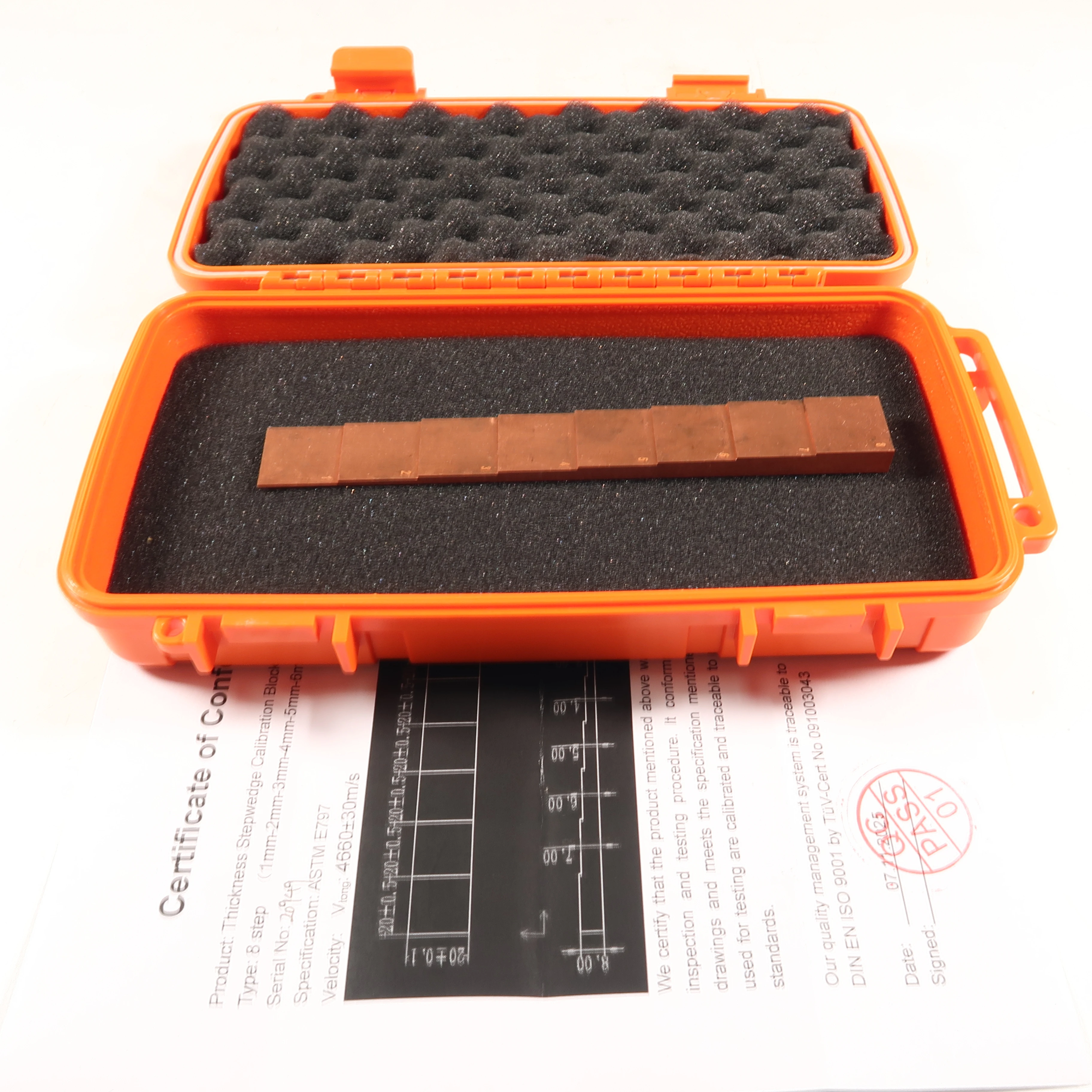copper alloy  8 Step Wedge 1-8mm Calibration Block for Ultrasonic Thickness Meter