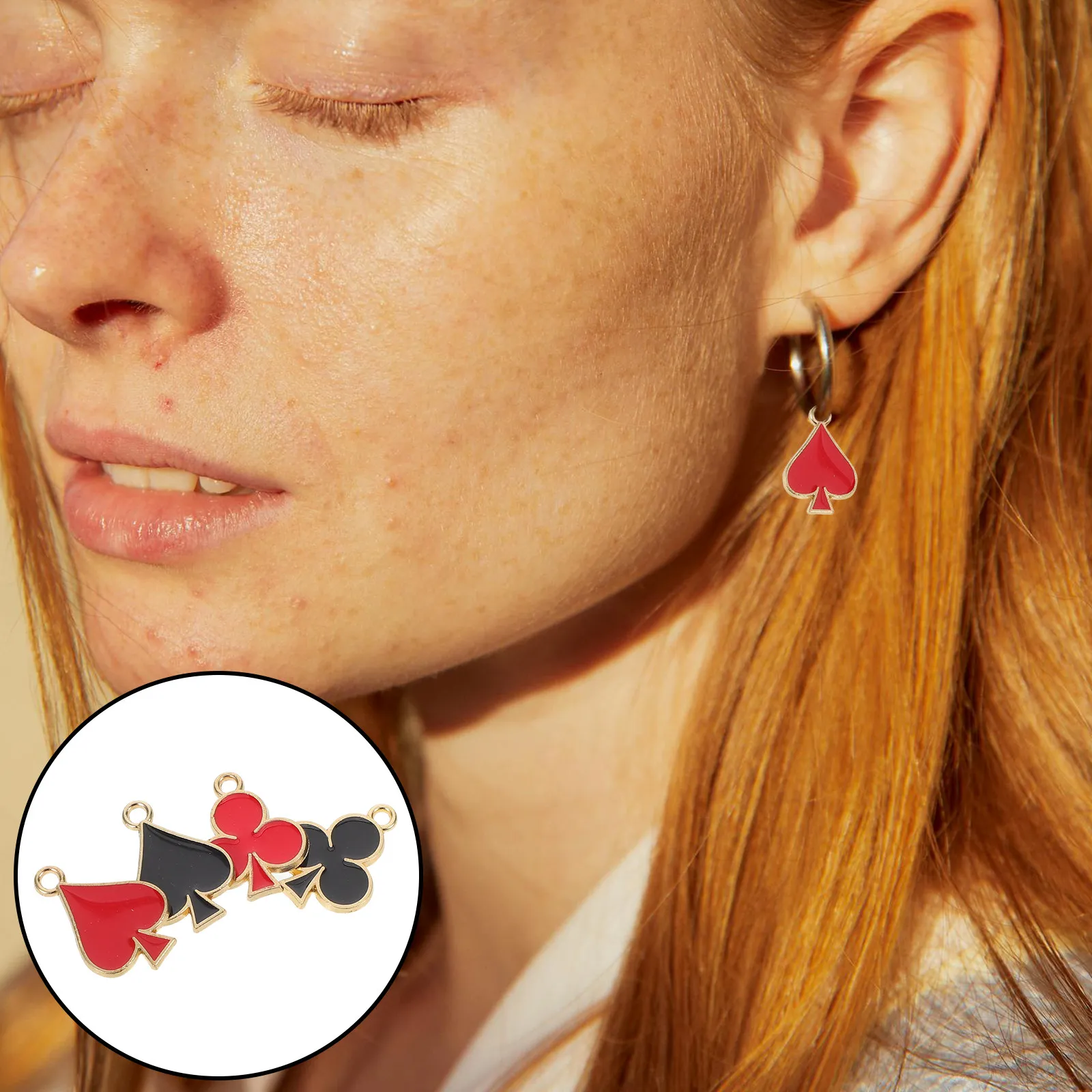 

40Pcs Alloy Playing Card Pendants DIY Jewelry Making Spade Club Heart Diamond Charms for Bracelets Earrings Necklaces