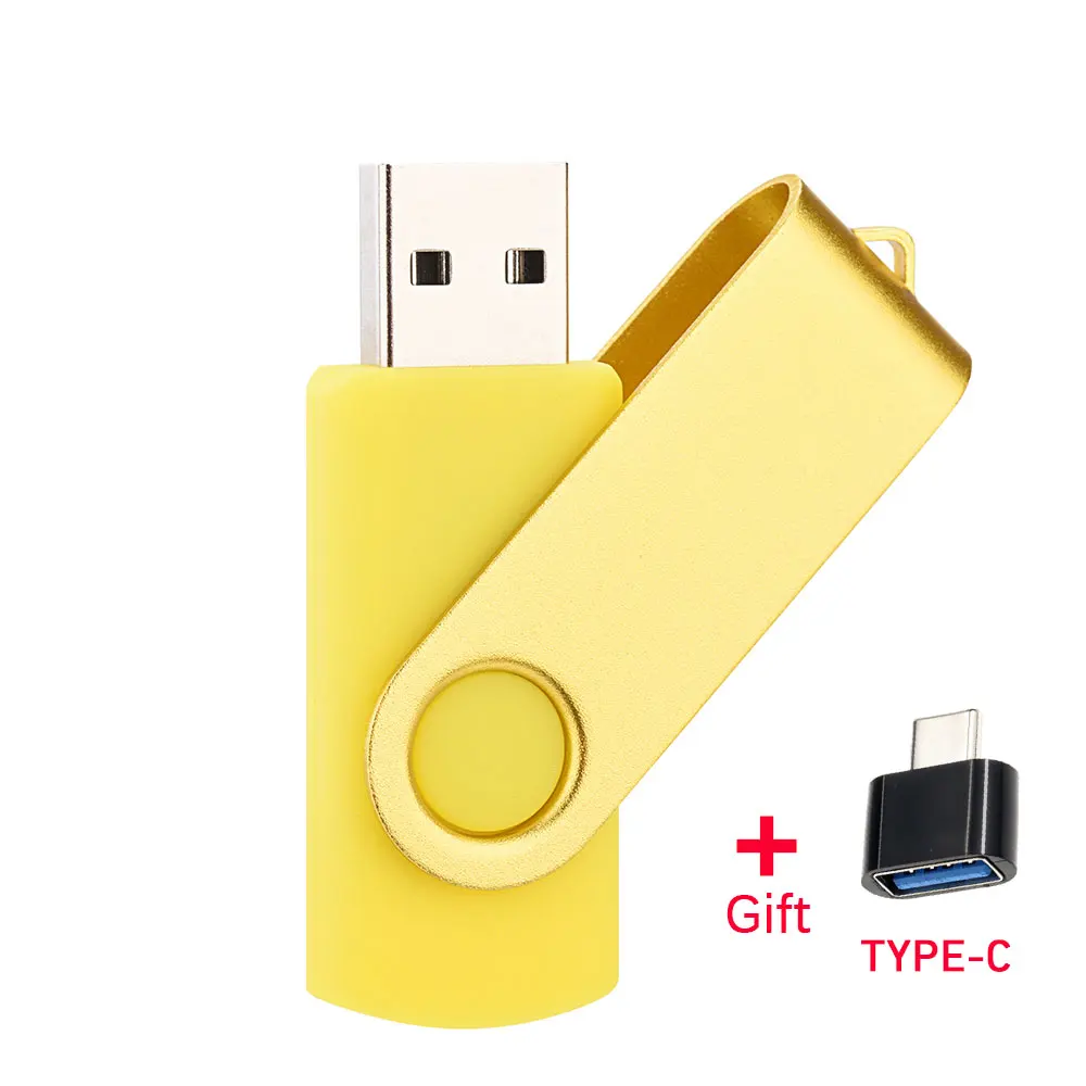 Clé USB haute vitesse avec adaptateur de type C, clé USB 2.0, clé USB, 128 Go, 64 Go, 32 Go, 16 Go, 8 Go, 4 Go, 256 Go, cadeau