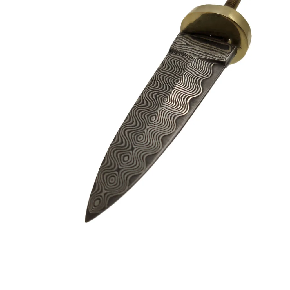 Swayboo Damascus Steel Tea Knife Semi-finished DIY Knife Needle  Straight  With Brass Fittings