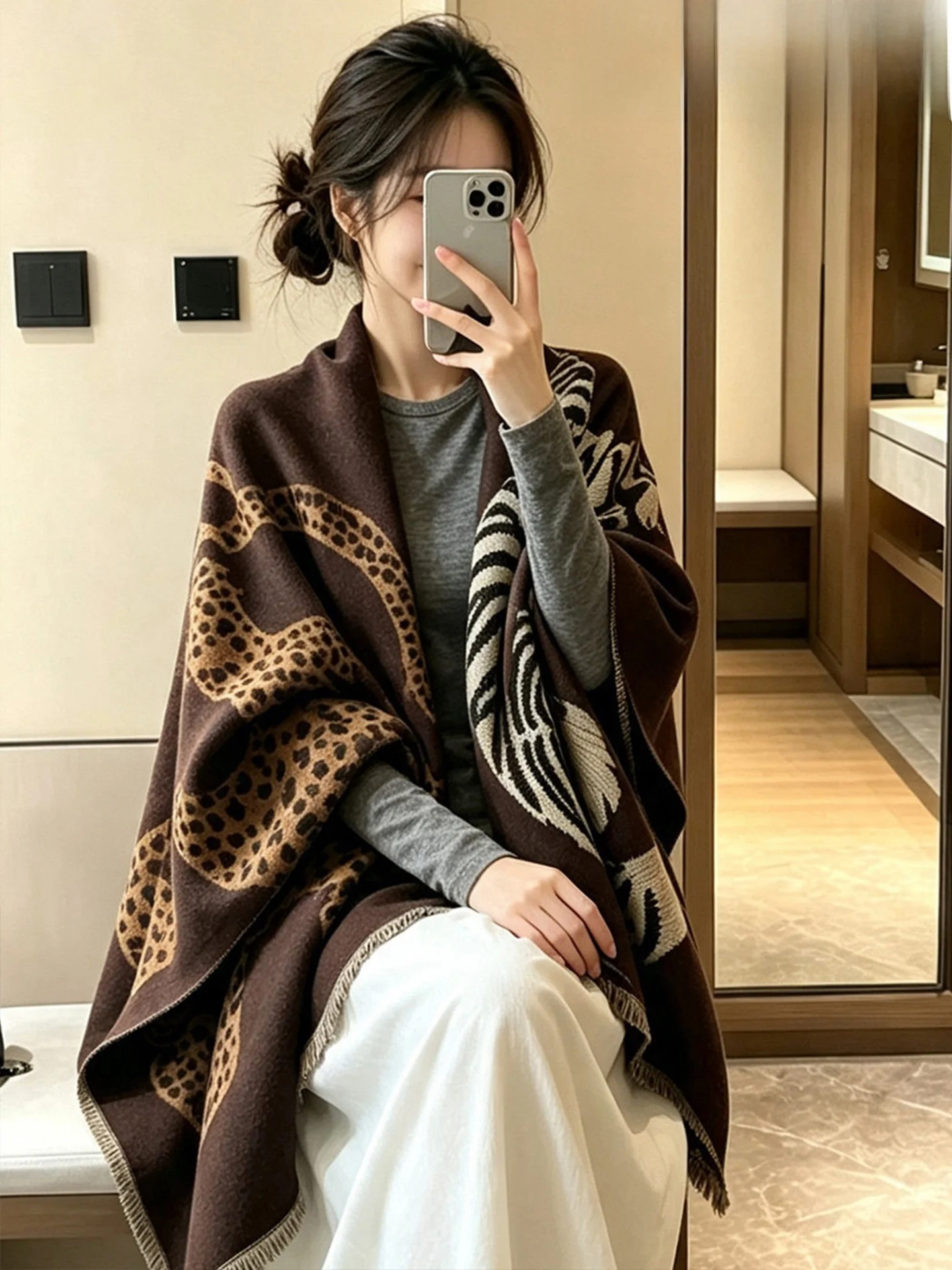 couvrr-cashmere-scarf-women's-autumn-winter-warm-money-leopard-woolen-shawl-two-in-one-style-fashionable-vintage-multipurpose