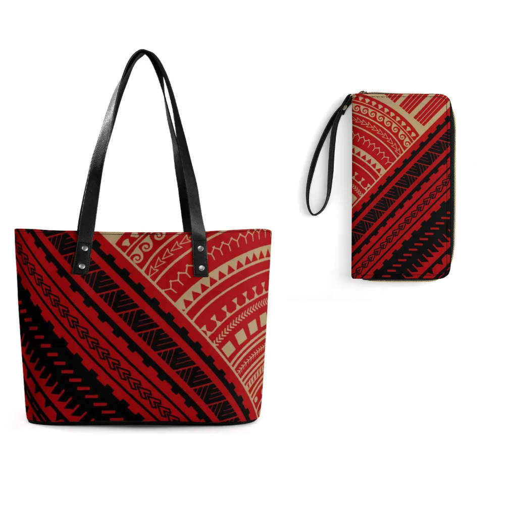 

2025 New Custom Patterned Personalized Purse And Handbag Design Samoan Tribe Polynesian Totem Leather Shoulder Bag Women'S Bag