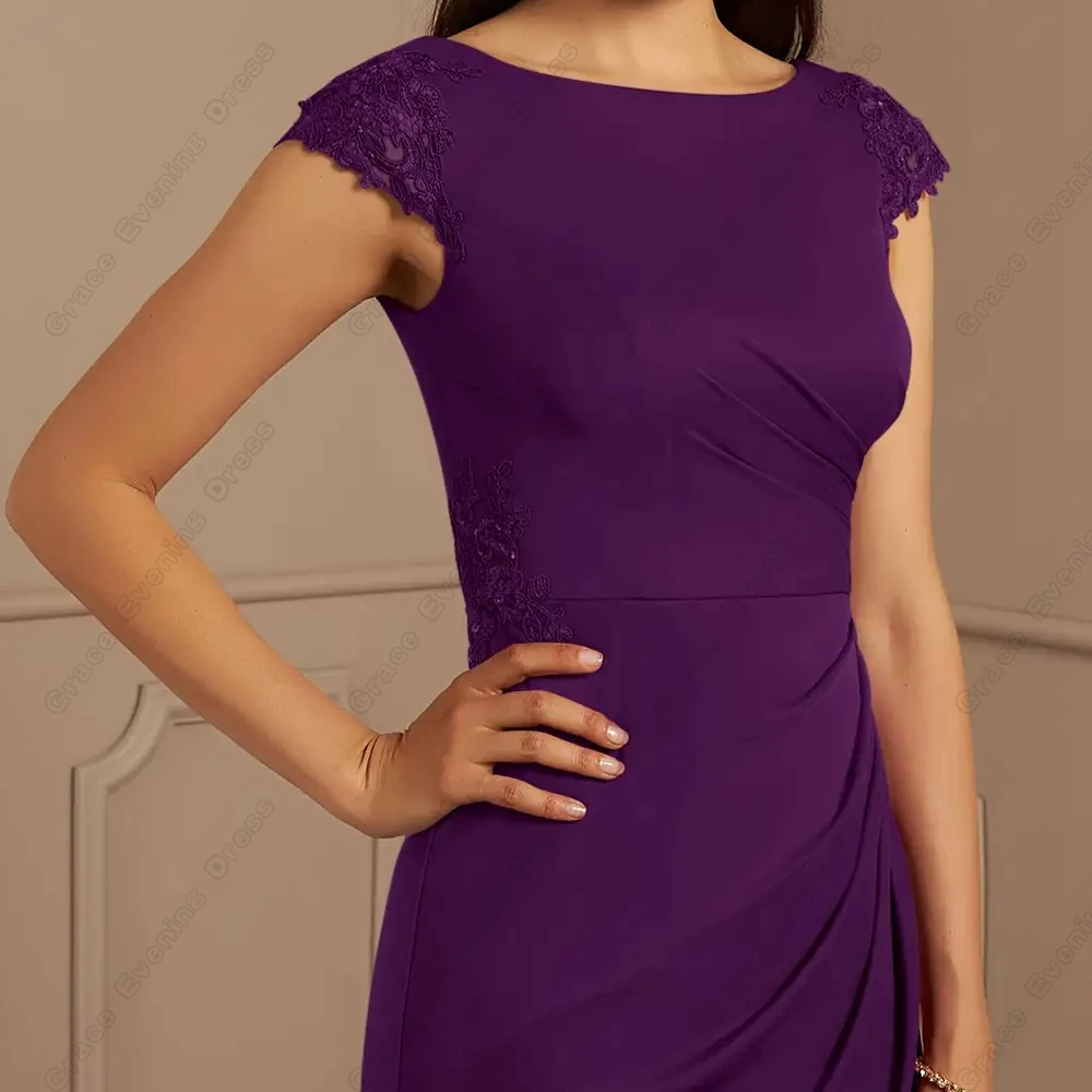 퍼플 스쿱 모어 오브 브라이드 드레스 여성용 비치 쉬폰 웨딩 파티 드레스 플리츠 2025 여름 신상 로브 드 소와레 지퍼