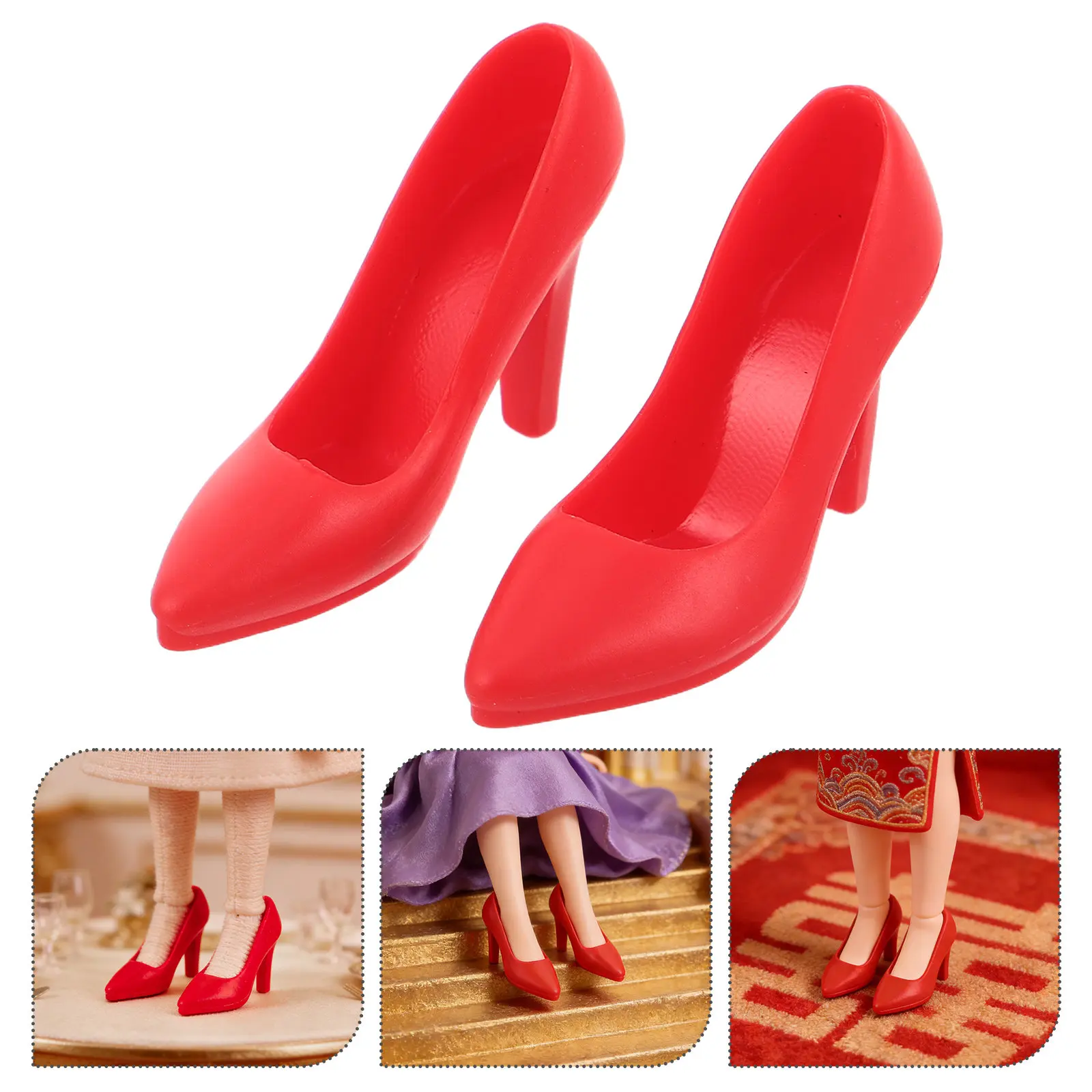 1 Par de Zapatos de Tacón Alto de 12 Pulgadas para Figuras de Acción, Calzado Femenino de Moda con Punta Cerrada, Zapatos de Tacón Elegantes Decorativos en Miniatura