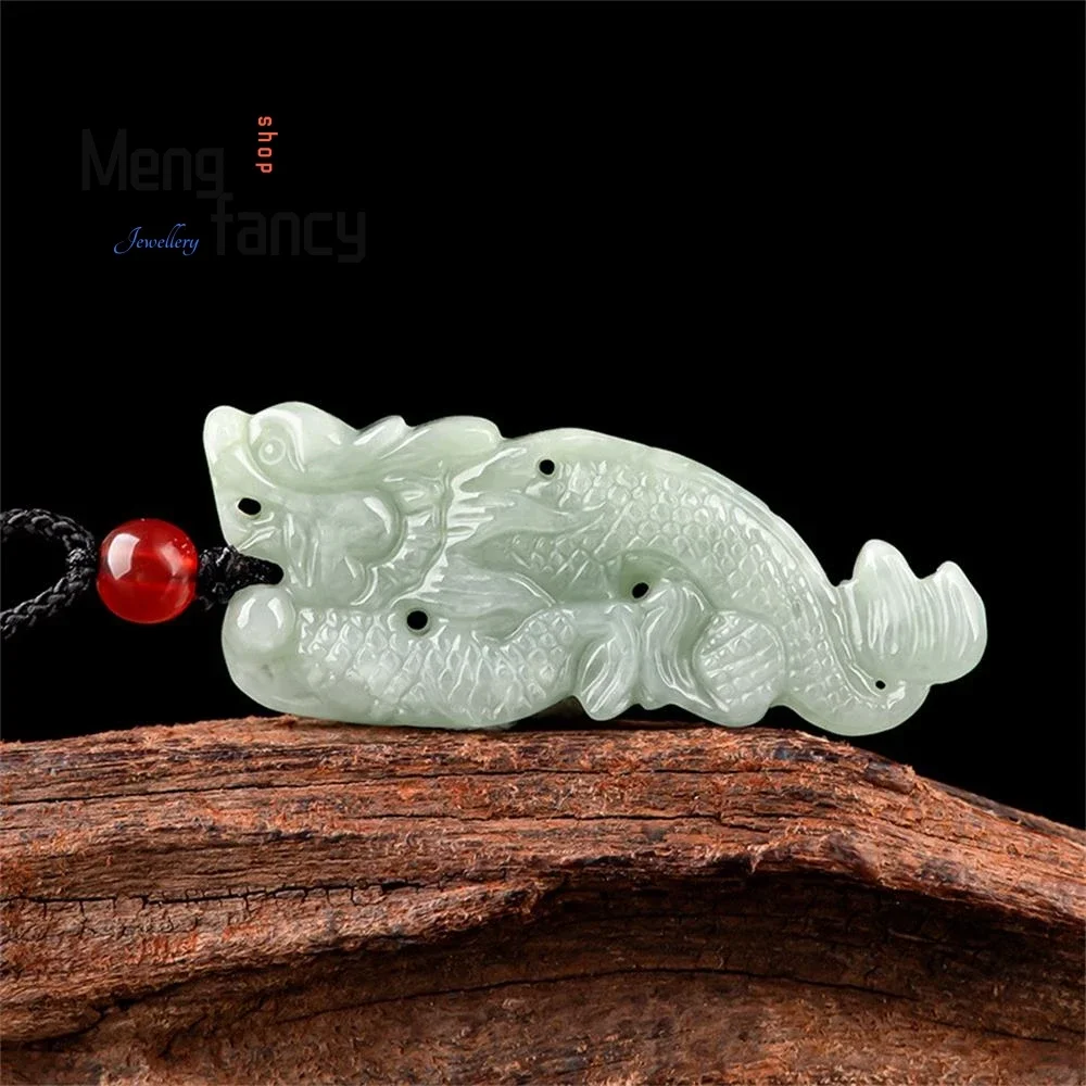 

Natural Myanmar A-goods Jadeite Three-dimensional Carving Zodiac Dragon High-grade Jade Pendant Exquisite Retro Fashion Jewelry