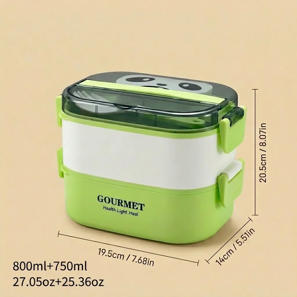 Magnetronbestendige Bento Lunchbox voor Kinderen, BPA-vrij, Lekvrij, 1/2-laags, met Handvat, Bestek en Sausbakje