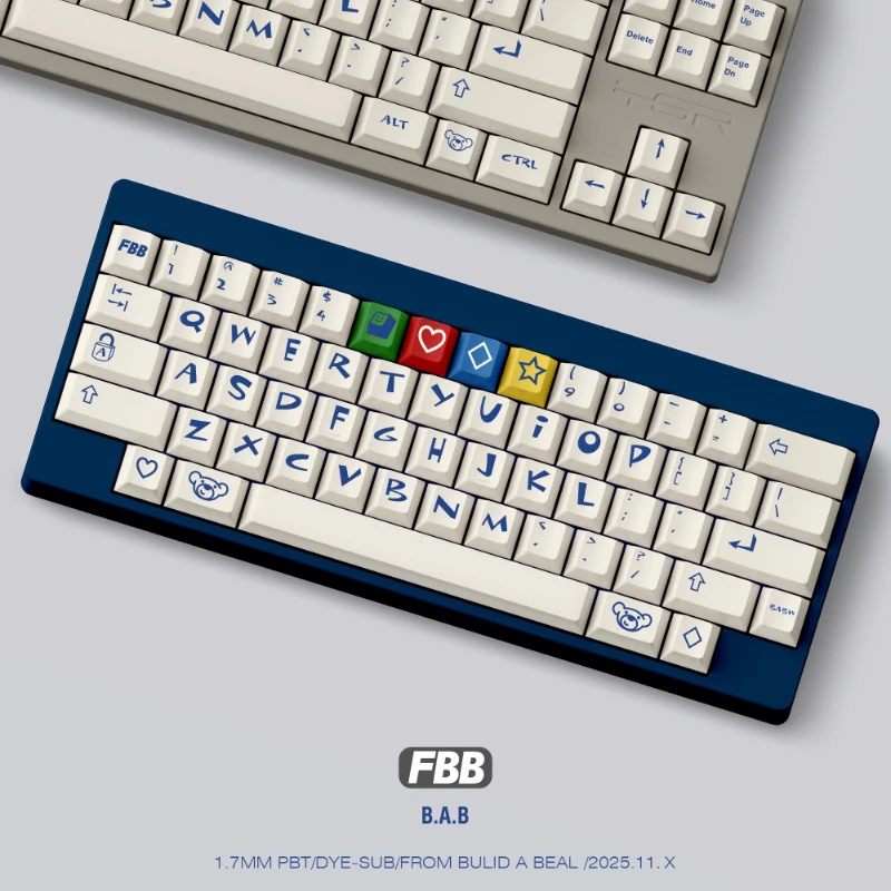 FBB Build A Bear Retro Theme Keycaps Set Customized PBT Sublimation Cherry Profile Keyboard Cap Mechanical Keyboard Accessories