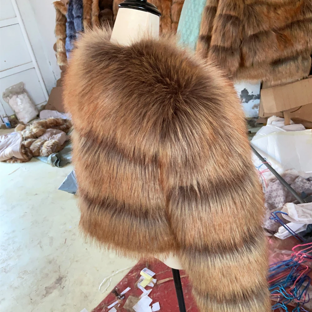 HOOOFUR New Red Fox Fur Faux Feather Underwear Women'S Fake Fur Coat Sexy Fur Skirt Styles Can Be Customized Plus size